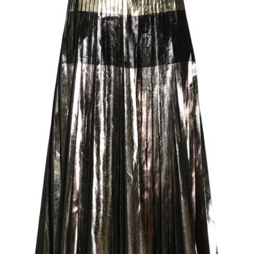 Chloe Grace Moretz in Metallic Pleat Skirt - The Luxe Lookbook